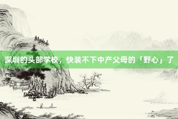 深圳的头部学校，快装不下中产父母的「野心」了