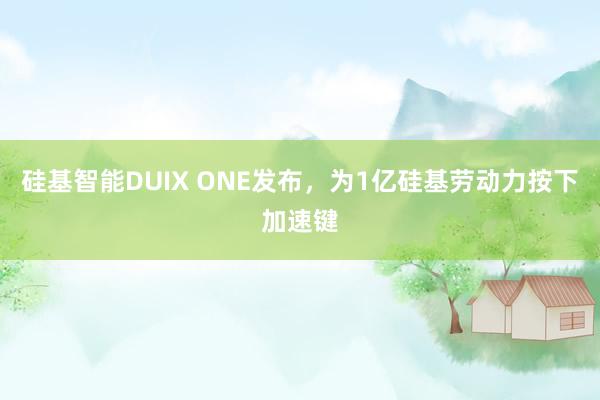 硅基智能DUIX ONE发布，为1亿硅基劳动力按下加速键