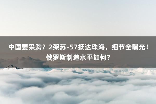 中国要采购？2架苏-57抵达珠海，细节全曝光！俄罗斯制造水平如何？