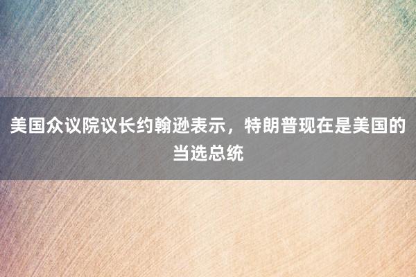 美国众议院议长约翰逊表示，特朗普现在是美国的当选总统