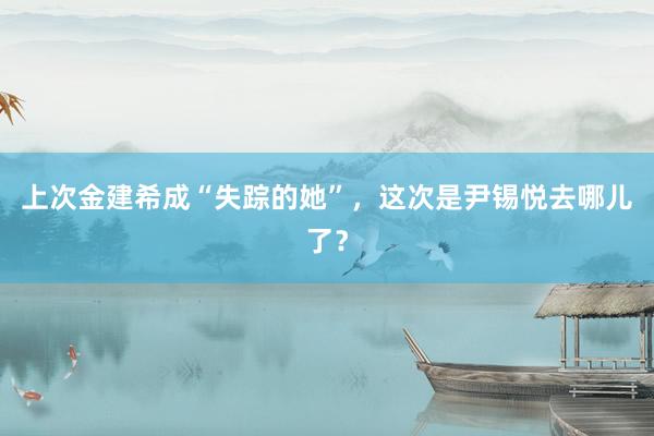 上次金建希成“失踪的她”，这次是尹锡悦去哪儿了？