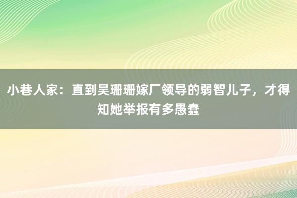 小巷人家：直到吴珊珊嫁厂领导的弱智儿子，才得知她举报有多愚蠢