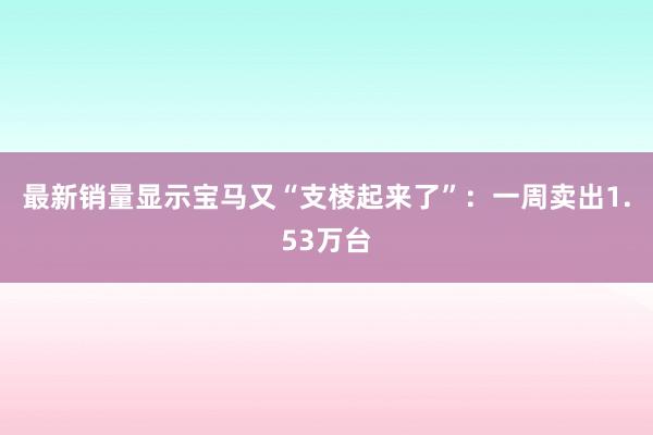 最新销量显示宝马又“支棱起来了”：一周卖出1.53万台