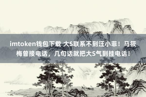 imtoken钱包下载 大S联系不到汪小菲！马筱梅曾接电话，几句话就把大S气到挂电话！