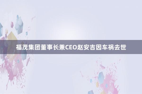 福茂集团董事长兼CEO赵安吉因车祸去世