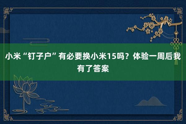 小米“钉子户”有必要换小米15吗？体验一周后我有了答案