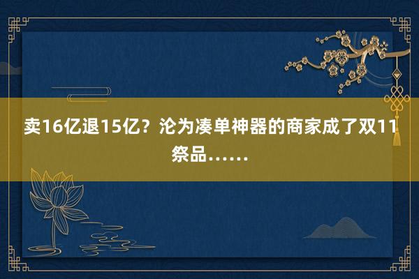 卖16亿退15亿？沦为凑单神器的商家成了双11祭品……