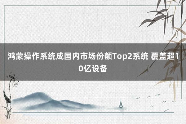 鸿蒙操作系统成国内市场份额Top2系统 覆盖超10亿设备