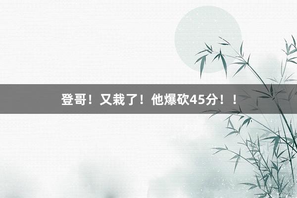 登哥！又栽了！他爆砍45分！！