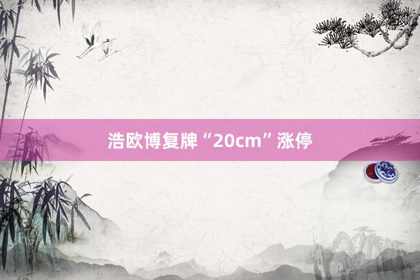 浩欧博复牌“20cm”涨停