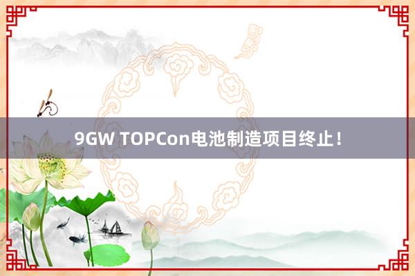 9GW TOPCon电池制造项目终止！