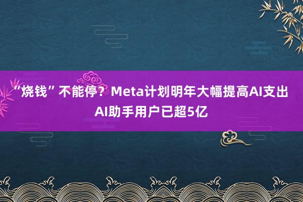 “烧钱”不能停？Meta计划明年大幅提高AI支出 AI助手用户已超5亿