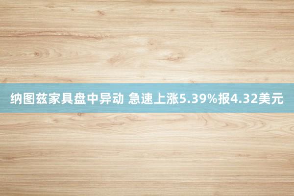 纳图兹家具盘中异动 急速上涨5.39%报4.32美元