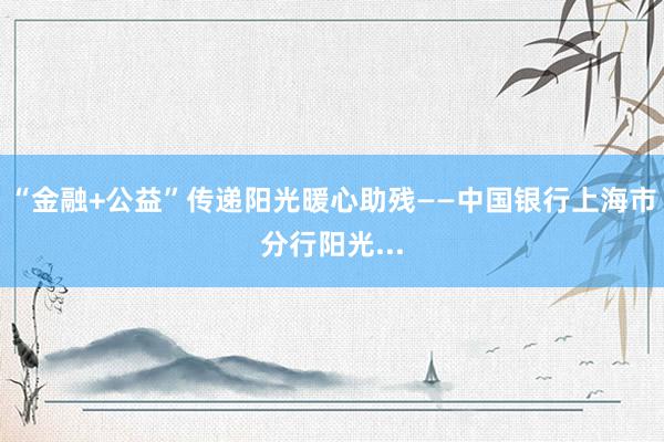 “金融+公益”传递阳光暖心助残——中国银行上海市分行阳光...