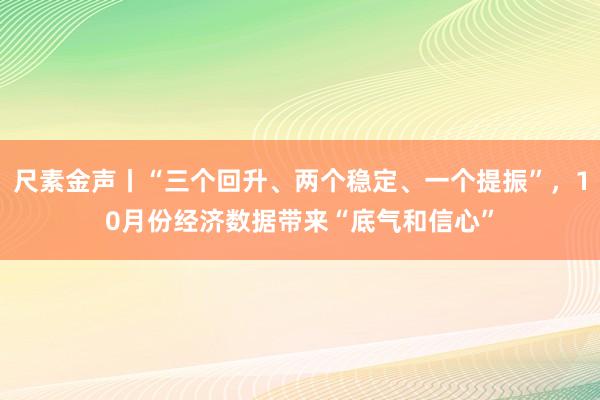 尺素金声丨“三个回升、两个稳定、一个提振”，10月份经济数据带来“底气和信心”